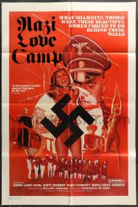 9p597 NAZI LOVE CAMP 1sh 1977 classic bad taste image of tortured girls & swastika!