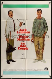 9p618 ODD COUPLE 1sh 1968 art of best friends Walter Matthau & Jack Lemmon by Robert McGinnis!