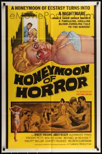 9p634 ORGY OF THE GOLDEN NUDES 1sh 1964 thrilling, chilling & blood-curdling Honeymoon of Horror!