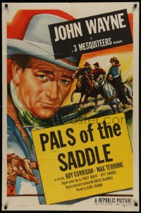 9p477 JOHN WAYNE 1sh 1953 great western cowboy art of The Duke, Pals of the Saddle!