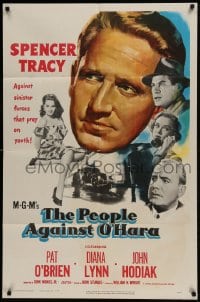 9p661 PEOPLE AGAINST O'HARA 1sh 1951 Spencer Tracy against sinister forces that prey on youth!