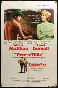 9p664 PETE 'N' TILLIE 1sh 1973 naked Walter Matthau plays piano for Carol Burnett, Martin Ritt
