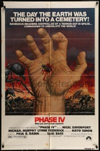 9p666 PHASE IV 1sh 1974 great art of ant crawling out of hand by Gil Cohen, directed by Saul Bass!