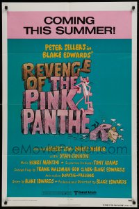 9p722 REVENGE OF THE PINK PANTHER advance 1sh 1978 Peter Sellers, Blake Edwards, funny cartoon art!