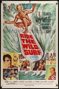9p724 RIDE THE WILD SURF 1sh 1964 Fabian, ultimate poster for surfers to display on their wall!
