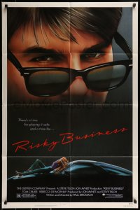 9p728 RISKY BUSINESS 1sh 1983 classic close up art of Tom Cruise in cool shades by Drew Struzan!