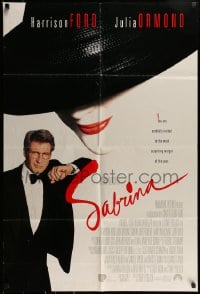 9p755 SABRINA int'l 1sh 1995 suave Harrison Ford in tuxedo, sexy Julia Ormond in hat!