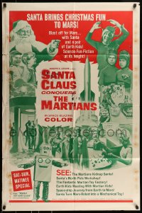 9p760 SANTA CLAUS CONQUERS THE MARTIANS 1sh 1964 wacky fantasy, aliens, robots, Santa & Pia Zadora!