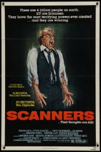 9p770 SCANNERS 1sh 1981 David Cronenberg, in 20 seconds your head explodes!