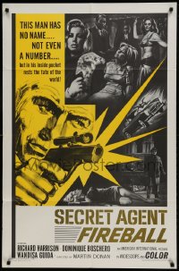 9p778 SECRET AGENT FIREBALL 1sh 1966 Bond rip-off, the man with no name, not even a number!