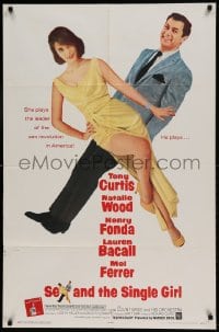 9p785 SEX & THE SINGLE GIRL 1sh 1965 great full-length image of Tony Curtis & sexiest Natalie Wood!