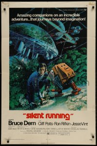9p796 SILENT RUNNING 1sh 1972 Douglas Trumbull, cool art of Bruce Dern & his robot by Akimoto