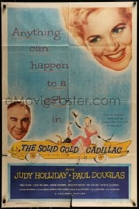 9p806 SOLID GOLD CADILLAC 1sh 1956 Hirschfeld art of Judy Holliday & Paul Douglas in car!