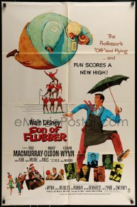 9p808 SON OF FLUBBER 1sh R1970 Walt Disney, art of absent-minded professor Fred MacMurray!