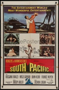 9p813 SOUTH PACIFIC 1sh 1959 Rossano Brazzi, Mitzi Gaynor, Rodgers & Hammerstein musical!