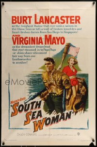 9p814 SOUTH SEA WOMAN 1sh 1953 leatherneckin' Burt Lancaster & sexy Virginia Mayo!