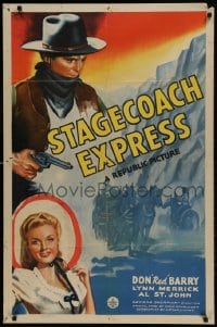 9p824 STAGECOACH EXPRESS 1sh 1942 Don 'Red' Barry, 'Fuzzy' St. John, pretty Lynn Merrick!
