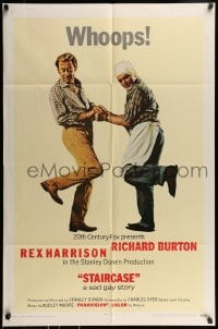 9p826 STAIRCASE int'l 1sh 1969 Stanley Donen, Rex Harrison & Richard Burton in a sad gay story!