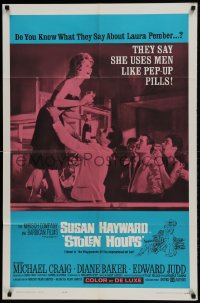 9p845 STOLEN HOURS 1sh 1963 Susan Hayward, they say she uses men like pep-up pills!