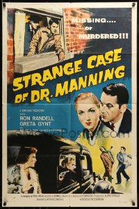 9p849 STRANGE CASE OF DR MANNING 1sh 1958 Ron Randell, Greta Gynt, missing or murdered!
