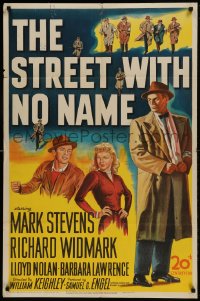 9p856 STREET WITH NO NAME 1sh 1948 Richard Widmark, Mark Stevens, Barbara Lawrence, film noir!