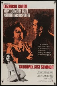 9p861 SUDDENLY, LAST SUMMER 1sh R1967 sexy Elizabeth Taylor knew she was being used for evil!