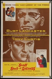 9p870 SWEET SMELL OF SUCCESS 1sh 1957 Burt Lancaster as J.J. Hunsecker, Tony Curtis as Sidney Falco!