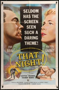 9p895 THAT NIGHT 1sh 1957 John Beal is in a troubled marriage and has a heart attack!
