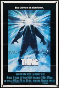 9p899 THING 1sh 1982 John Carpenter classic sci-fi horror, Drew Struzan, regular credit design!
