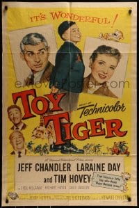 9p921 TOY TIGER 1sh 1956 Jeff Chandler, Laraine Day, Tim Hovey has the world by the heart!