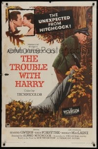 9p924 TROUBLE WITH HARRY 1sh 1955 Alfred Hitchcock, John Forsythe, Shirley MacLaine, Gwenn
