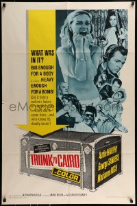 9p926 TRUNK TO CAIRO 1sh 1966 Audie Murphy, George Sanders, cool action art w/dangerous babes!