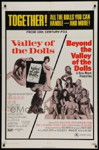 9p941 VALLEY OF THE DOLLS/BEYOND THE VALLEY OF THE DOLLS 1sh 1971 Russ Meyer, sex double-bill!