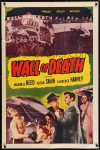 9p955 WALL OF DEATH 1sh 1952 knockouts, heart throbs, cool boxing & motorcycle stuntman images!