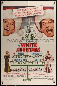 9p973 WHITE CHRISTMAS 1sh R1961 Bing Crosby, Danny Kaye, Clooney, Vera-Ellen, musical classic!