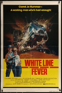 9p974 WHITE LINE FEVER style B 1sh 1975 Jan-Michael Vincent, cool truck crash artwork!