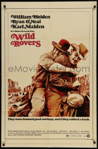 9p978 WILD ROVERS 1sh 1971 great close up of William Holden & Ryan O'Neal on horse, Blake Edwards
