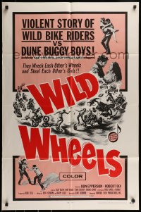 9p979 WILD WHEELS 1sh 1969 teen rebels who wreck each other's wheels & steal each other's girls!