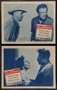 9r864 3:10 TO YUMA 2 LCs 1957 Van Heflin, Glenn Ford & Felicia Farr, from Elmore Leonard's story!