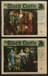 9r872 BLACK CASTLE 2 LCs 1952 great images of Lon Chaney Jr., horror crawls in the catacombs!