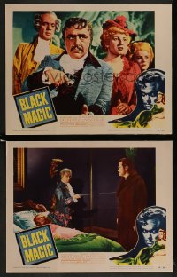 9r873 BLACK MAGIC 2 LCs 1949 great images of wild-eyed hypnotist Orson Welles as Cagliostro!