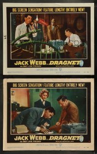9r891 DRAGNET 2 LCs 1954 Jack Webb as detective Joe Friday, Ben Alexander as Frank Smith!