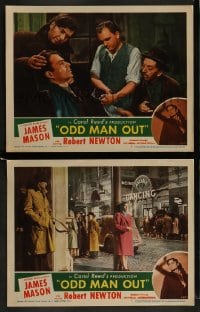 9r951 ODD MAN OUT 2 LCs 1947 James Mason, directed by Carol Reed, great images!