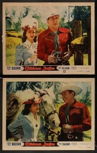 9r953 OKLAHOMA JUSTICE 2 LCs 1951 Johnny Mack Brown, Phyllis Coates, cowboy western!