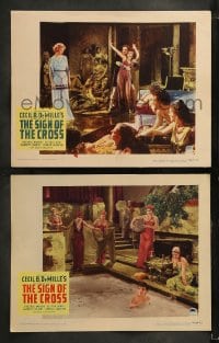 9r970 SIGN OF THE CROSS 2 LCs R1944 Cecil B. DeMille classic, Fredric March, Colbert, Landi!