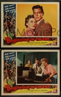 9r671 BEGINNING OF THE END 4 LCs 1957 great images of scientist Peter Graves & pretty Peggie Castle!