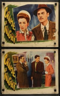 9r554 CRIME BY NIGHT 6 LCs 1944 great images of Jerome Cowan, pretty Jane Wyman, Faye Emerson!