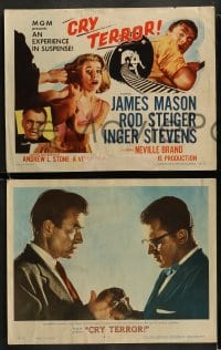 9r102 CRY TERROR 8 LCs 1958 James Mason, Rod Steiger, Inger Stevens, noir, an experience in suspense