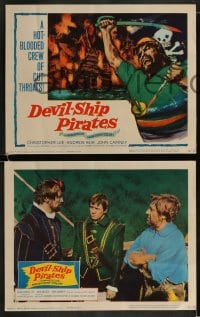 9r118 DEVIL-SHIP PIRATES 8 LCs 1964 Hammer, buccaneers Christopher Lee, Andrew Kier!