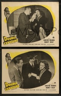 9r618 DOUBLE EXPOSURE 5 LCs 1944 great images of Chester Morris & Nancy Kelly, cool film noir!